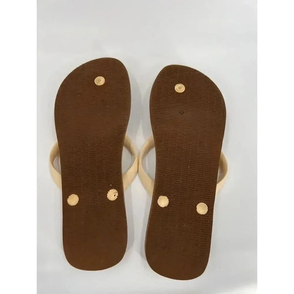 VINEYARD VINES FLIP FLOPS WOMENS SIZE 10 SEA HORSE BROWN/WHITE SANDALS - Picture 6 of 7
